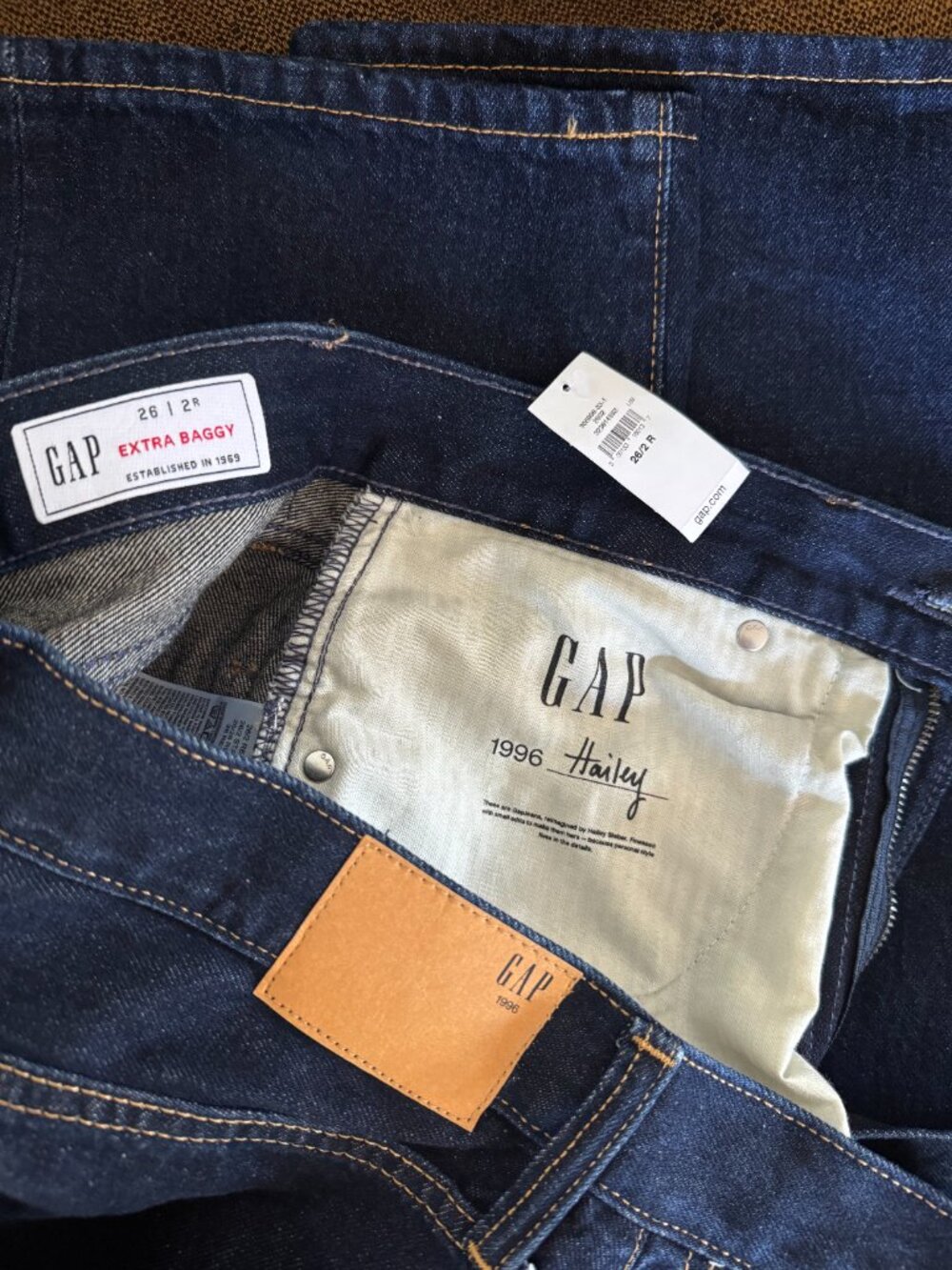 GAP x Hailey Bieber Extra Baggy Jean - Midnight Indigo - size 26 /2 R - Picture 7 of 8